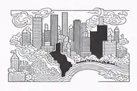 houston skyline silhouette tattoo design idea
