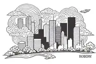 houston skyline silhouette tattoo design idea