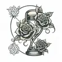 black rose sobriety hour glass  tattoo design idea