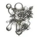 black rose sobriety hour glass  tattoo design idea