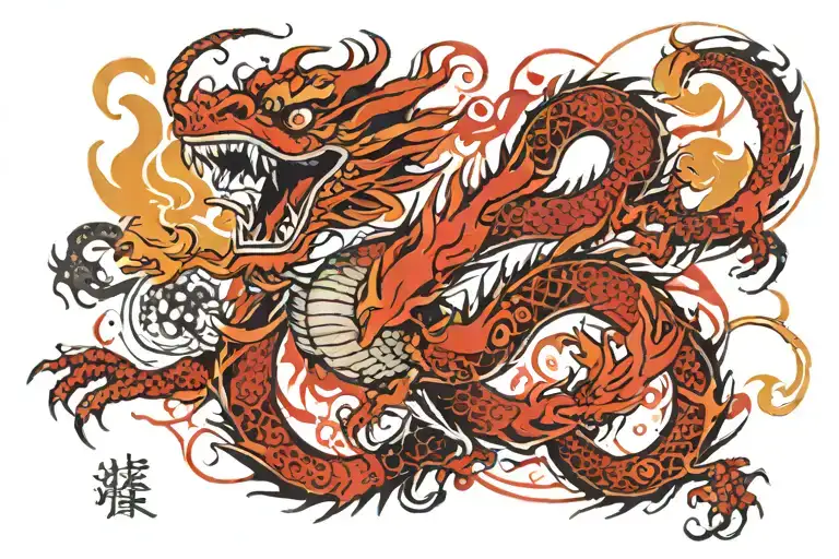 chinese dragon with fire on chest tattoo tattoo design idea