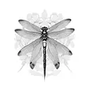 dragonfly with flowers tattoo design idea