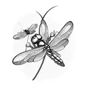 dragonfly with flowers tattoo design idea