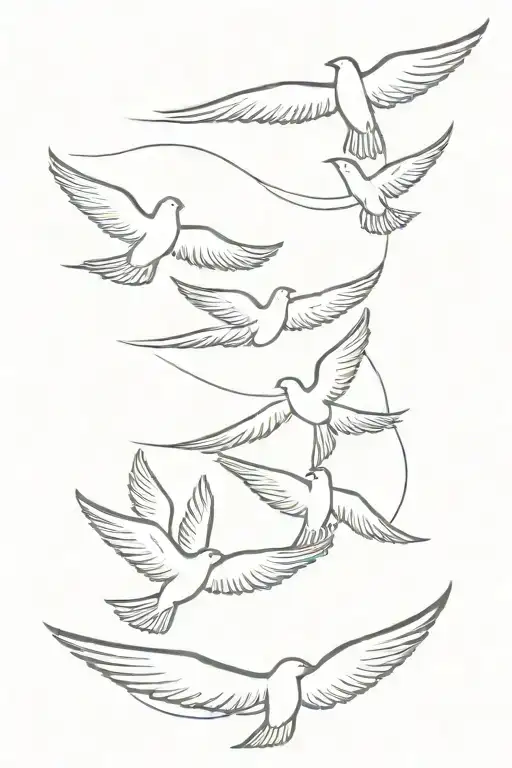four birds flying together tattoo design idea