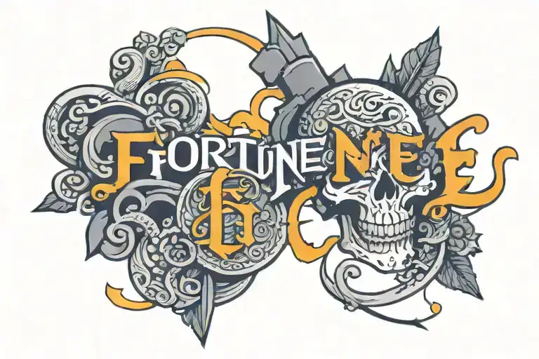 Fortune Helps the Strong text tattoo design idea