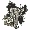 Elephant butterfly rose I can do all things through Christ who strengthens me tattoo design idea
