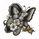 Elephant butterfly rose I can do all things through Christ who strengthens me tattoo design idea