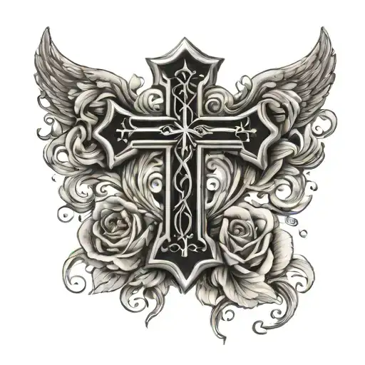 bible verse with cross tattoo design idea