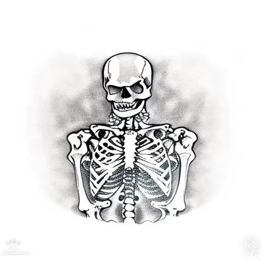 skeleton in a fighting stance tattoo design idea