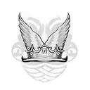 The letters "F" and "J" in the middle of wings. with a crown on top. Add some flowers tattoo design idea