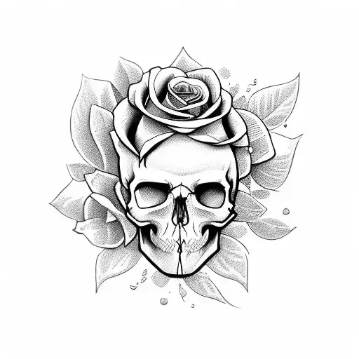 Skull and Roses tattoo design idea
