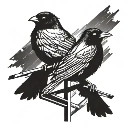 two blackbirds on a highway sign  tattoo design idea