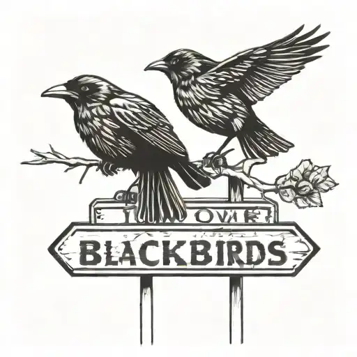 two blackbirds on a highway sign tattoo design idea