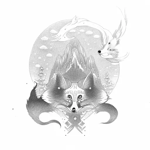 Inari Okami fox tattoo design idea