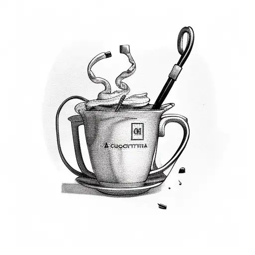 A stethoscope intertwined with a hot chocolate mug and a book tattoo design idea