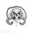 rattlesnake with a skull and rattle as a spine tattoo design idea