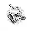 rattlesnake with a skull and rattle as a spine tattoo design idea