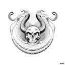 rattlesnake with a skull and rattle as a spine tattoo design idea