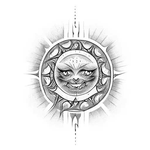 witchy tattoo sun design for a long vertical forearm  tattoo design idea