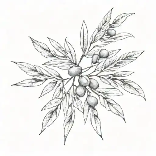 olive branches crossing each other tattoo design idea
