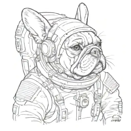 french Bulldog astronaut tattoo design idea