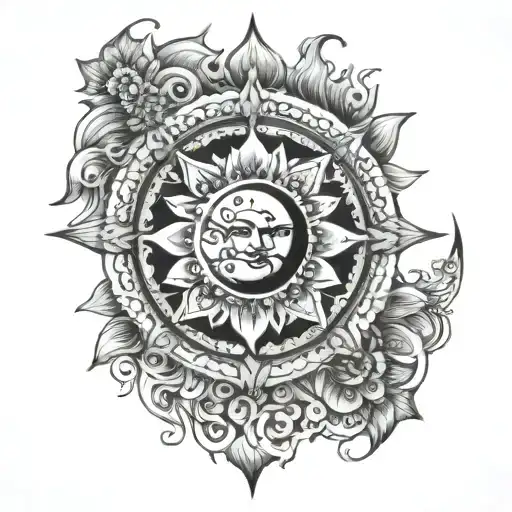 sun moon Mandala tattoo design idea