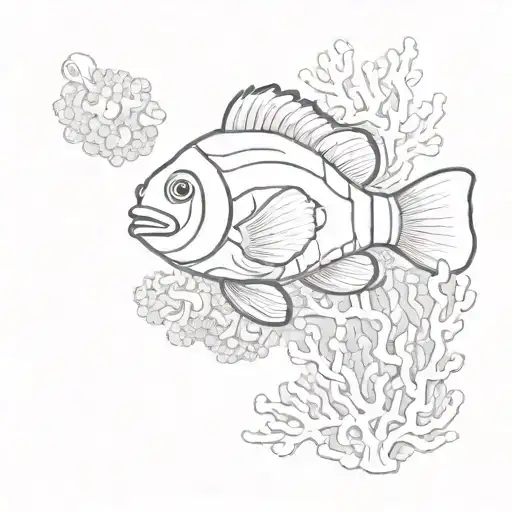 clownfish swimming among colorful coral tattoo design idea