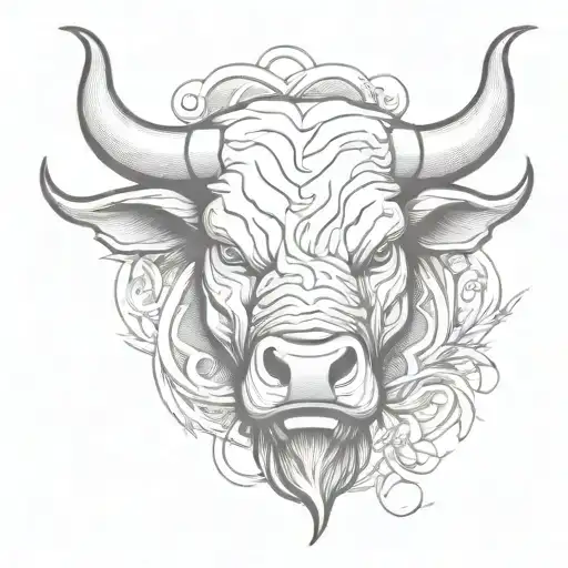 Bull head Front view angry tattoo design idea