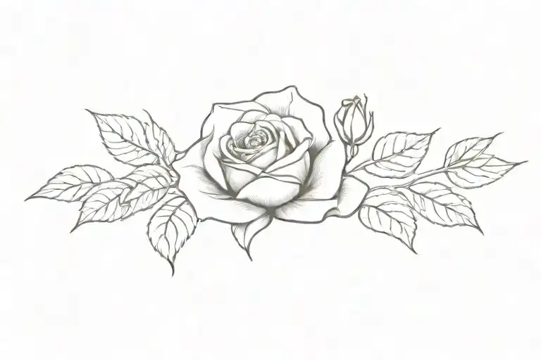 one Rose with leaves tattoo design idea