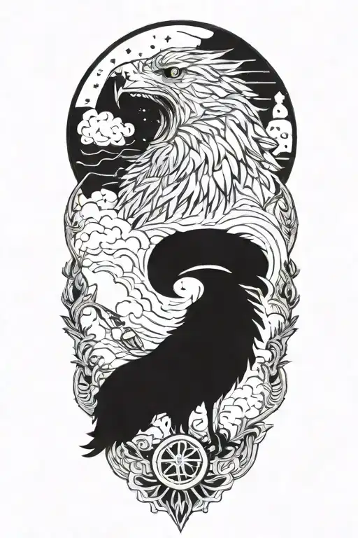 wolf and eagle tattoo design idea