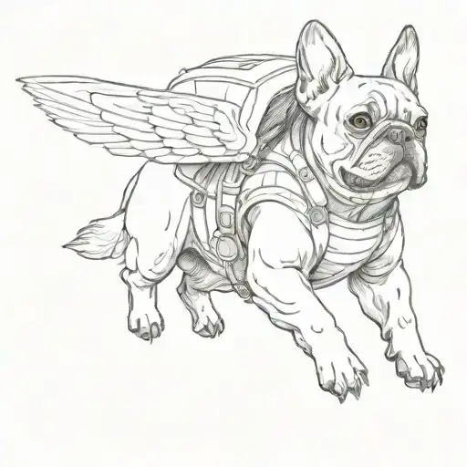 french Bulldog skydiving tattoo design idea