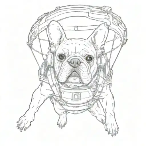 french Bulldog skydiving tattoo design idea