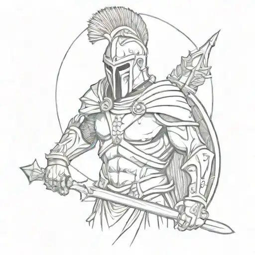 Spartan Warrior Holding a spear  tattoo design idea