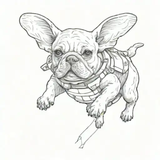 french Bulldog skydiving tattoo design idea