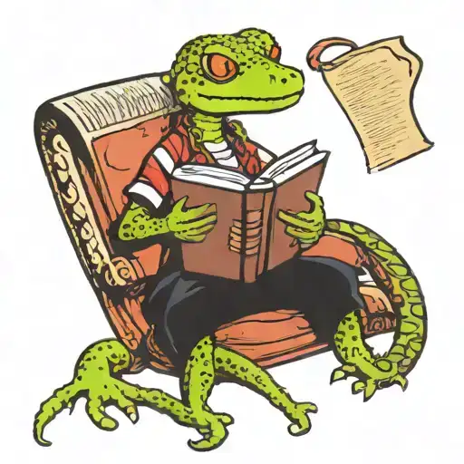 Gecko is Reading a book tattoo design idea