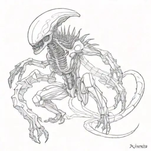 xenomorph Alien movie scenes tattoo design idea