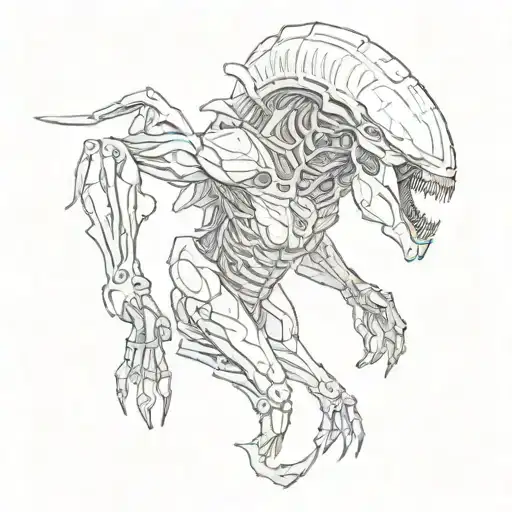 xenomorph fighting predator tattoo design idea