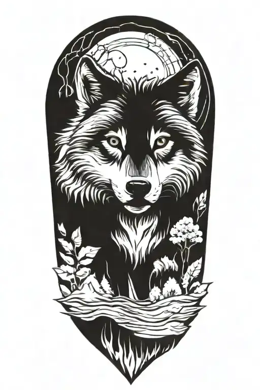 skills wolf tattoo design idea