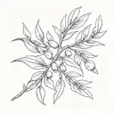 olive branches crossing each other tattoo design idea