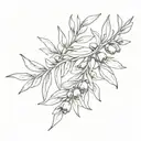 olive branches crossing each other tattoo design idea