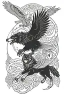 wolf and eagle tattoo design idea