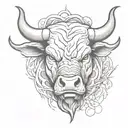 Bull head Front view angry tattoo design idea