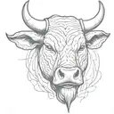 Bull head Front view angry tattoo design idea