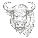 Bull head Front view angry tattoo design idea