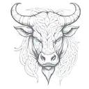 Bull head Front view angry tattoo design idea