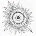 eye sunbeams bayleaf tattoo design idea