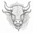 Bull head Front view angry tattoo design idea