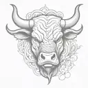 Bull head Front view angry tattoo design idea