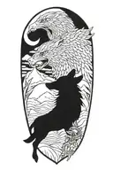 wolf and eagle tattoo design idea