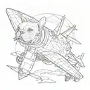 french Bulldog piloting a Fighter jet tattoo design idea